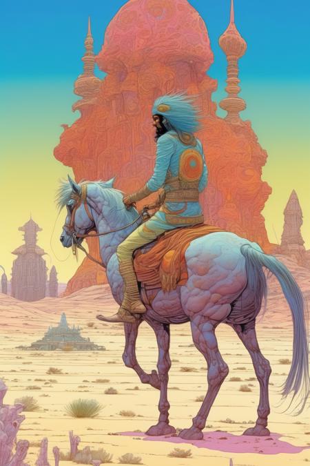 00445-2084188039-_lora_Moebius (Jean Giraud) Style_1_Moebius (Jean Giraud) Style - psychedelic Hindu warrior riding through desert oasis on horse.png